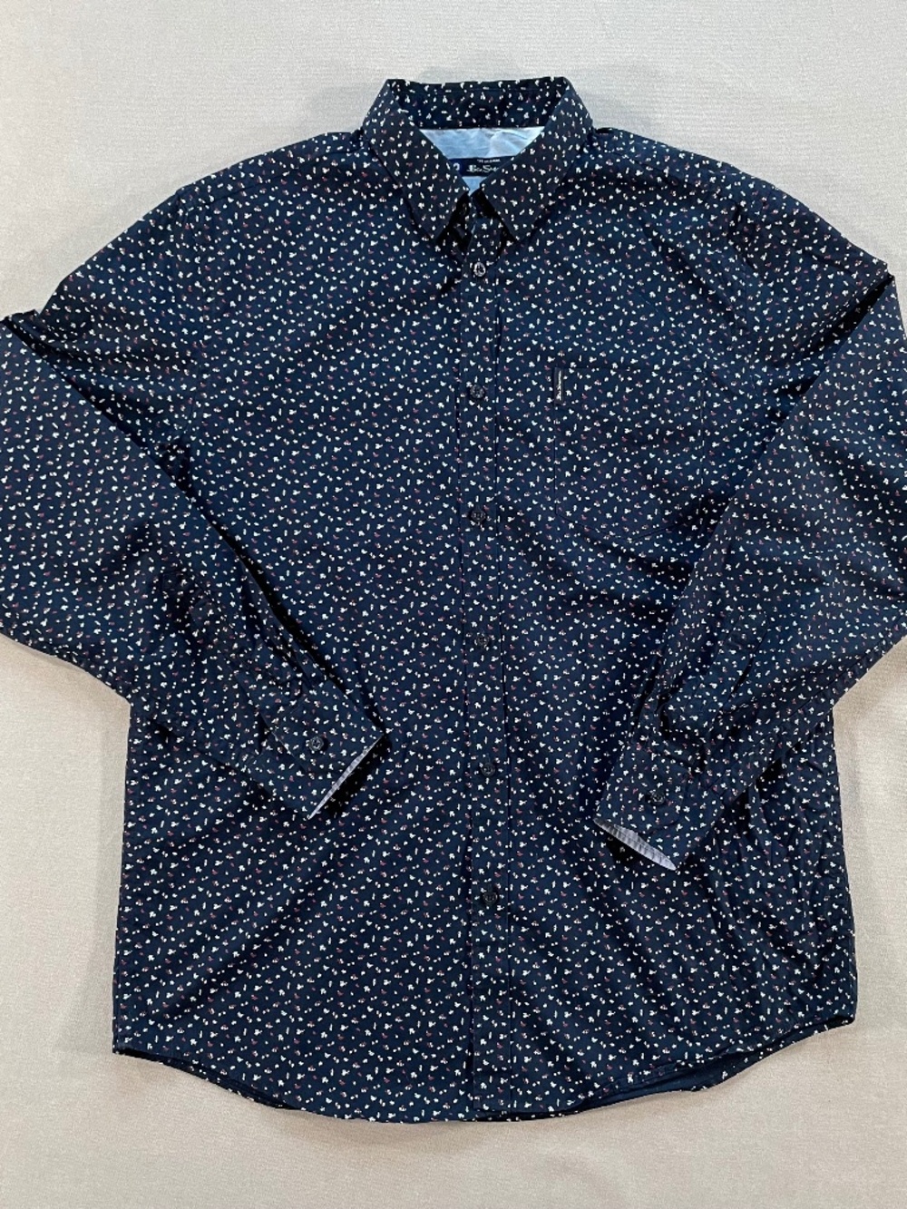 Ben Sherman Mod Target Microprint Long Sleeve Button Down Shirt XL